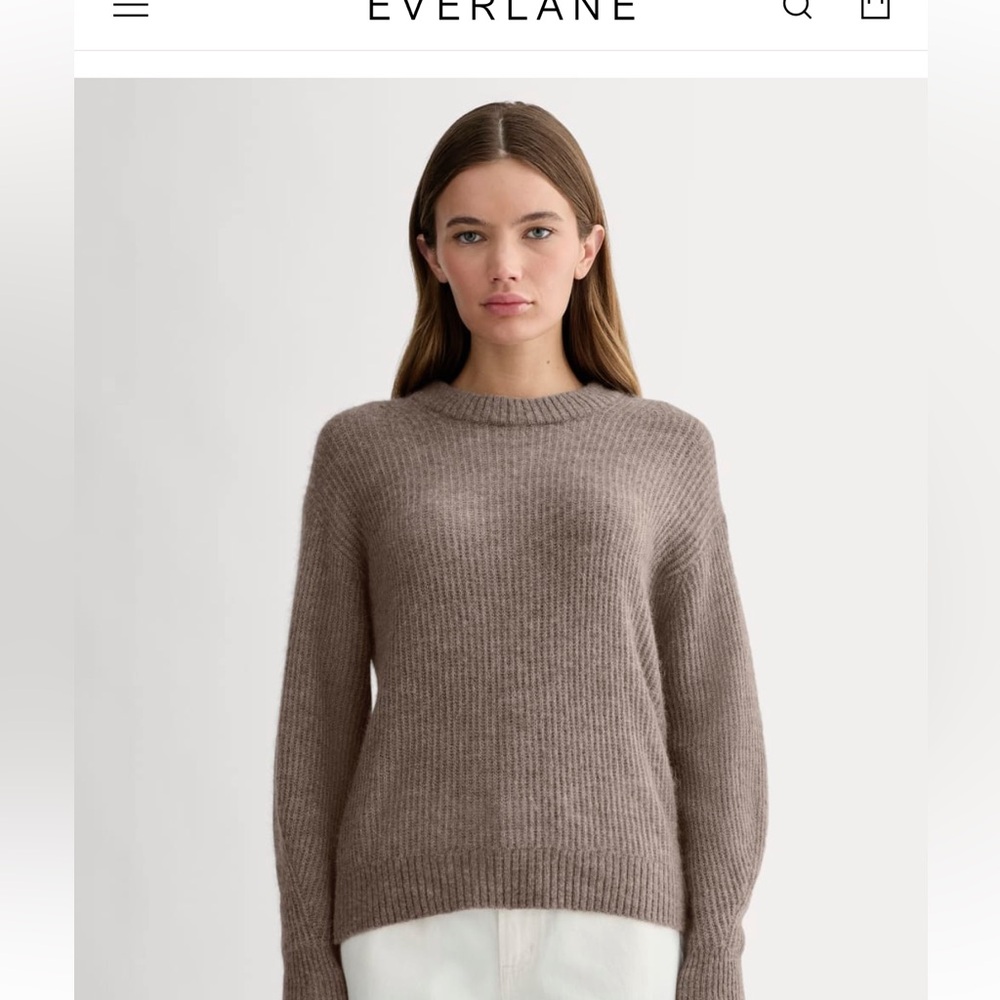 NWOT Everlane Alpaca Crewneck Sweater Taupe Melange XS - Picture 6 of 6